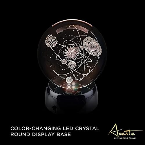 Miniatura 6 de Base de exhibición redonda de cristal de 4 LED con parte superior de espejo, soporte iluminado para arte de cristal, base de luz LED de 3 pulgadas