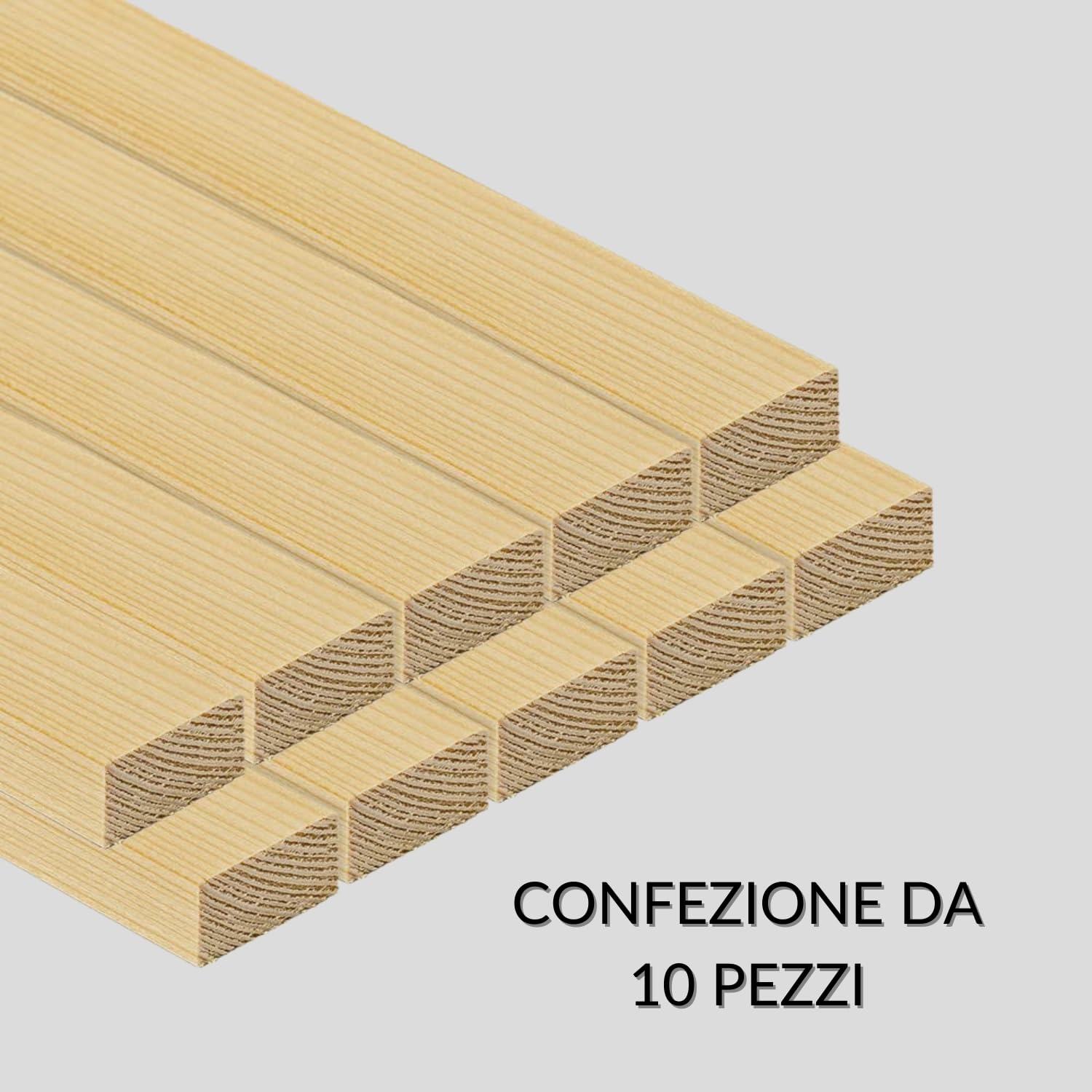 TWE Listelli Legno Massello Abete x 3 Metri Piallati su Quattro Lati con Smusso su Spigoli Made in Italy Confezione da 10 pz (15x30) mm