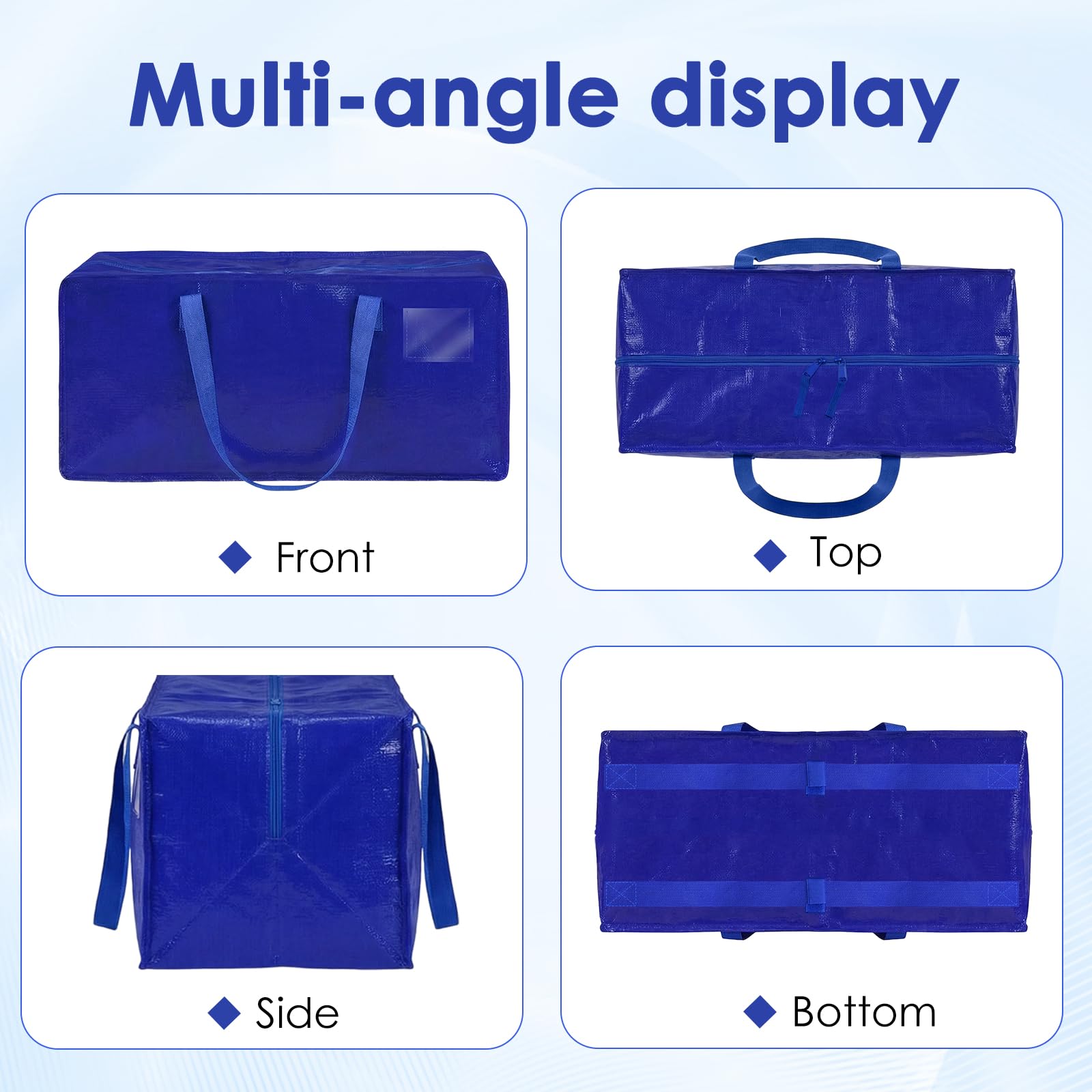 Set da 4 Borse da trasloco extra large, Scatole trasloco con cinghie per zaino, zip e manici resistenti, Borsa Portaoggetti Grande in Poliestere, impermeabili Borsa di stoccaggi per piumoni, vestiti