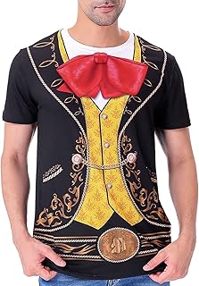 Funny World Men's Mariachi T-Shirts Graphic Short Sleeve Mexican Fiesta Costume