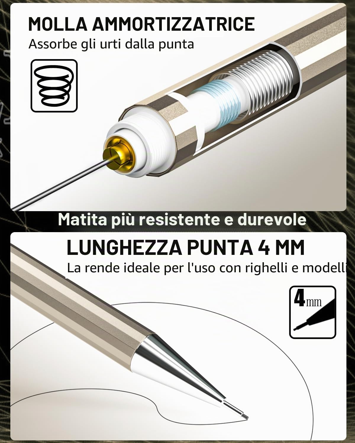 Nicpro 6 Pezzi Matite Meccaniche Set 0,3 0,5 0,7 0,9mm 2mm Portamine per Artista Disegno