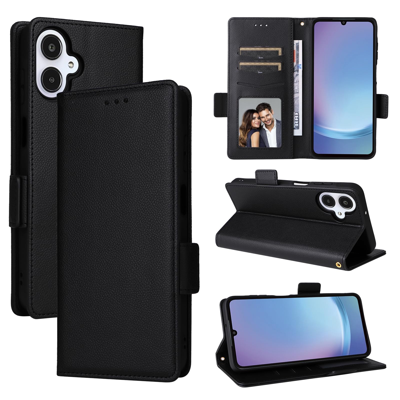 Nutmeg Galaxy A25 5G ケース 手帳型 ギャラクシーA25 カバー 財布型 SC-53F SCG33 スマホケース 携帯カバー カード収納 内蔵マグネット 高級PUレザー スタンド機能 耐衝撃 耐摩擦 360度保護 軽量 超薄型 人気 上質(ブラック)