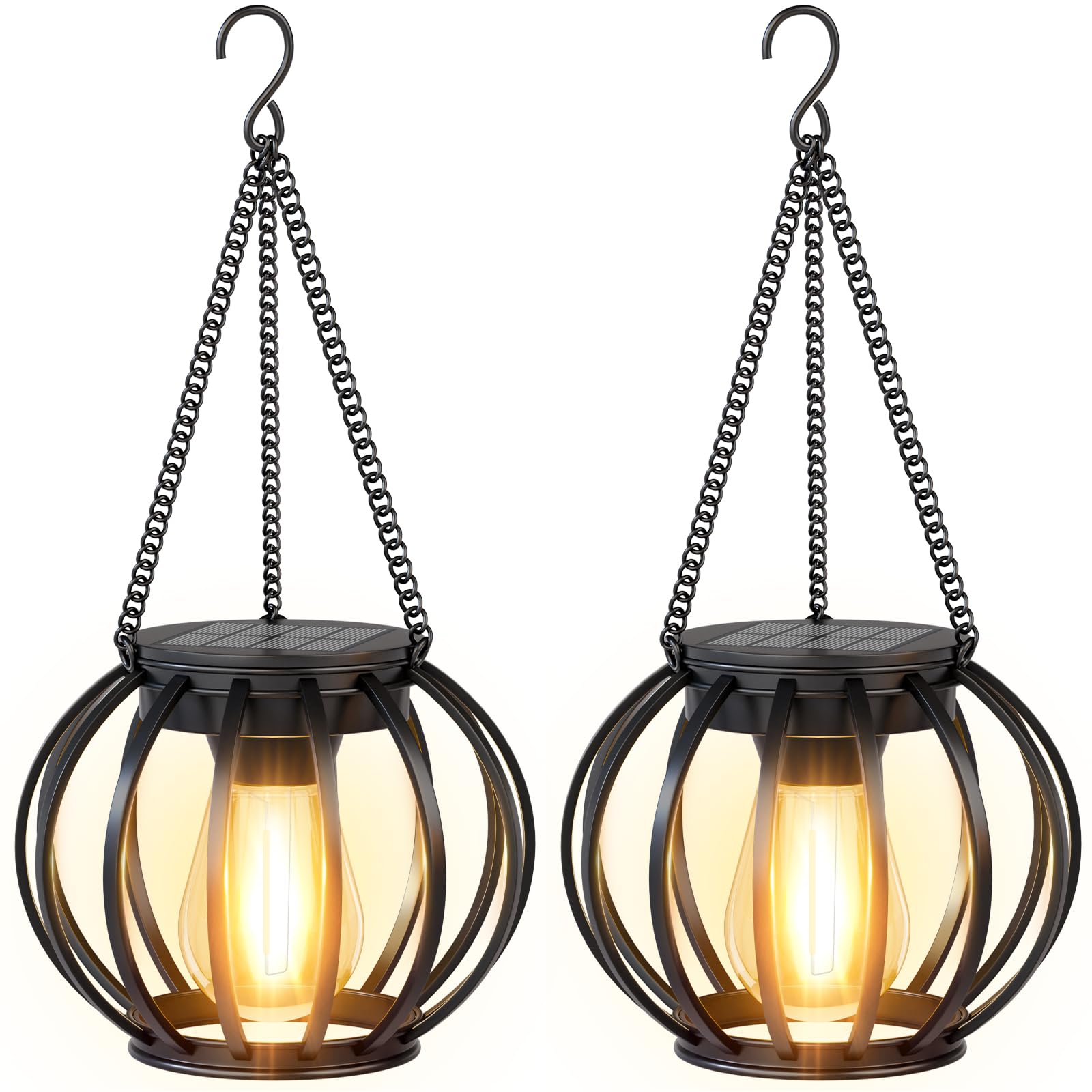 NESSTU Solar Lanterns Outdoor Waterproof 2 Pack