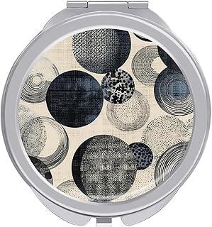 Compact Mirror,Indigo Circle Pattern Printed ...