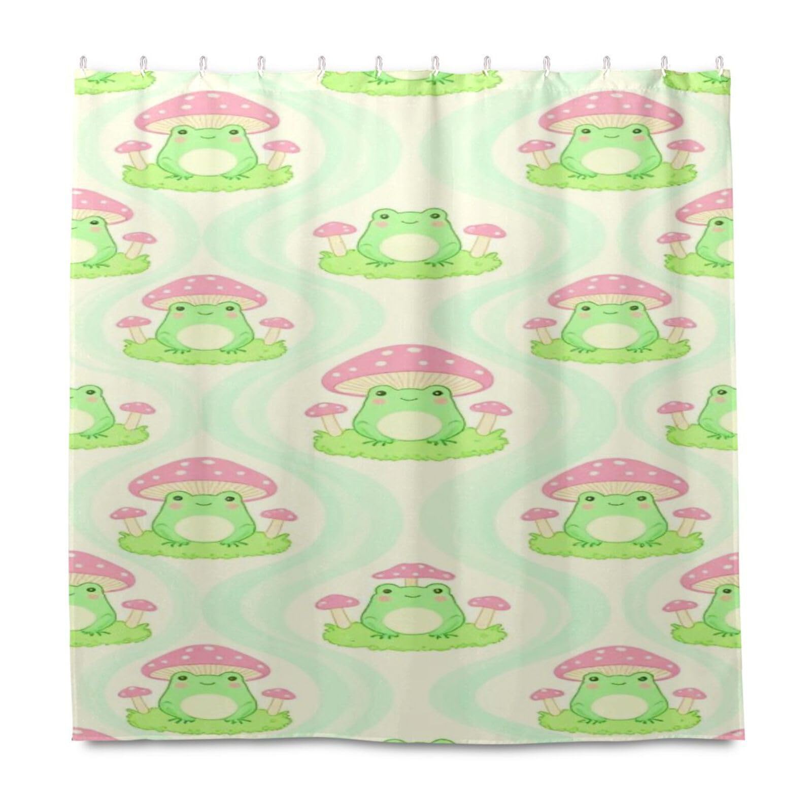 Rideau de douche grenouille vert sauge imperméable en polyester 183x183 cm
