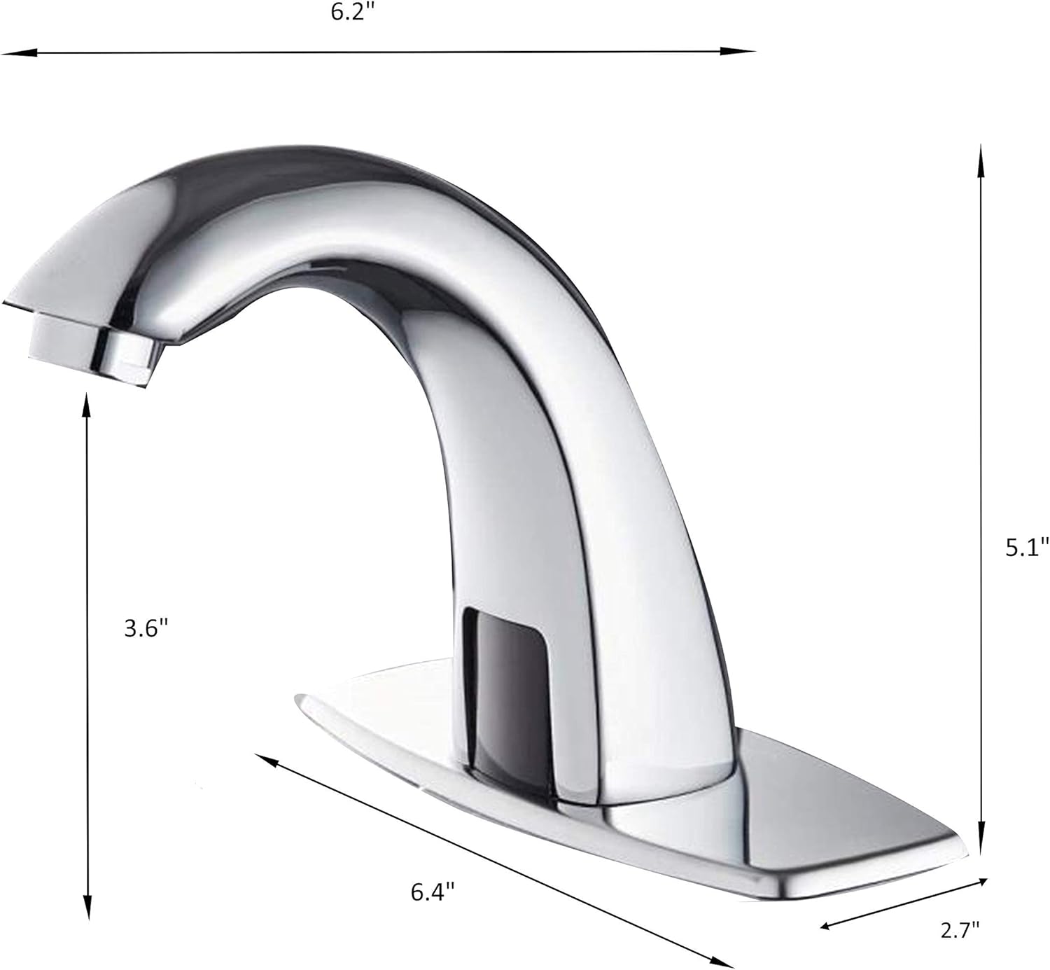 Automatic Sensor Touchless Bathroom Sink Faucet, Chrome Hands Free Bathroom Kitchen Water Tap with AC & DC Battery Powered Control Box and Cold Hot Water Temperature Mixer with Overflow Pop Up Drain