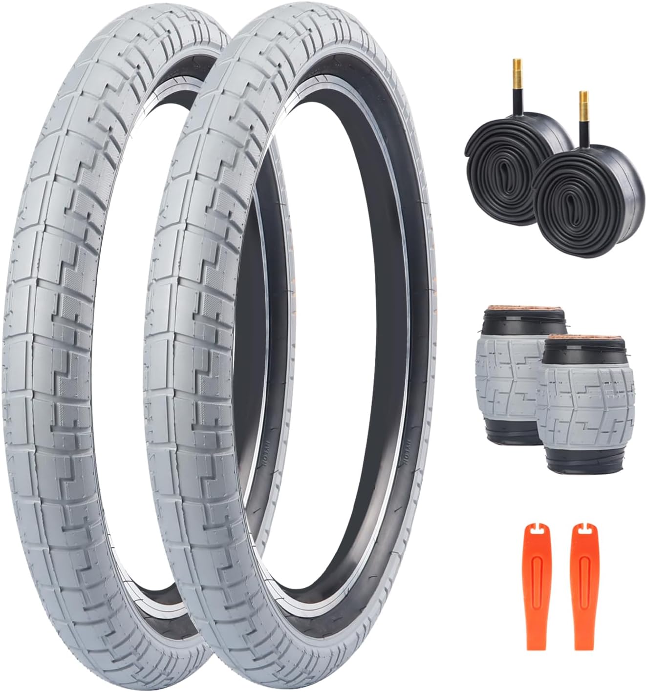MEGHNA Bike Tire 20 inch (64-406) Mountain Bike Tire 20 x 2.4 with Bike Inner Tube AV 48mm Valve Tire Lever Foldable
