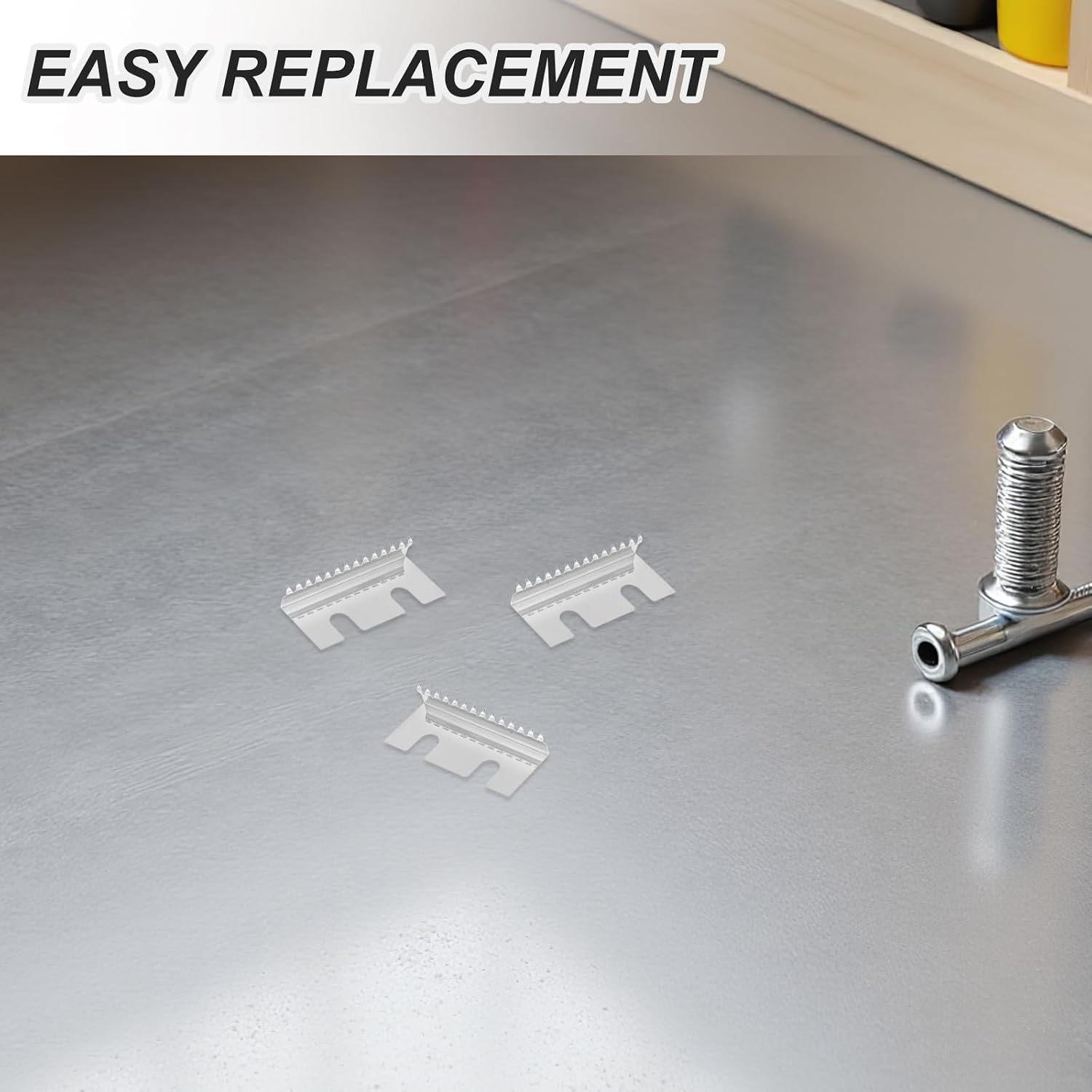 Tape Dispenser Replacement Blades Minimizes Jams and Ensures 6pcs Stainless Steel with Serrated Teeth, 1.6x0.7x0.3 Inch Metal Tape Cutter Blades for Shipping and Sealing Boxes