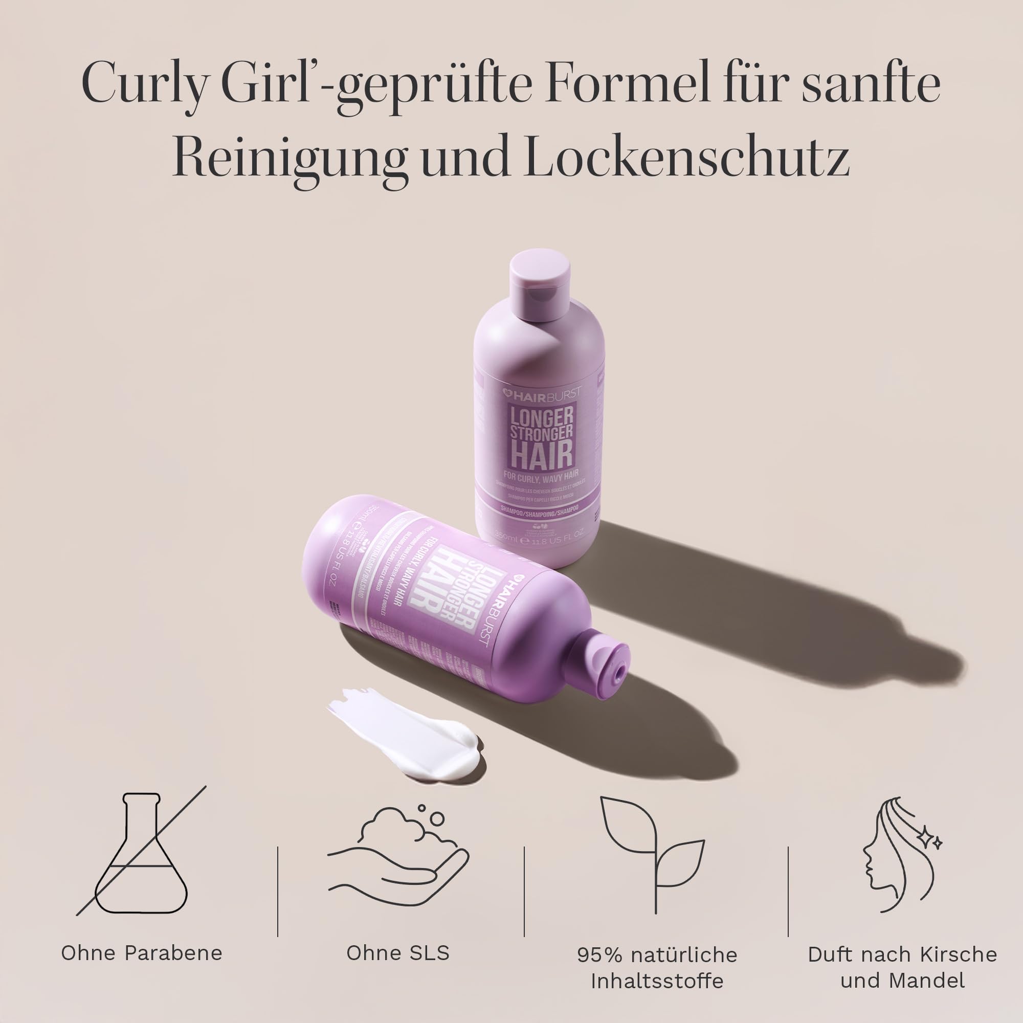 HAIR BURST Traumlocken Shampoo & Conditioner Set — Für definierte, schwungvolle Locken mit einzigartiger Formel, frei von Parabenen, Silikonen & SLS, mit Mandelöl, Aminosäuren (2x 350ml)