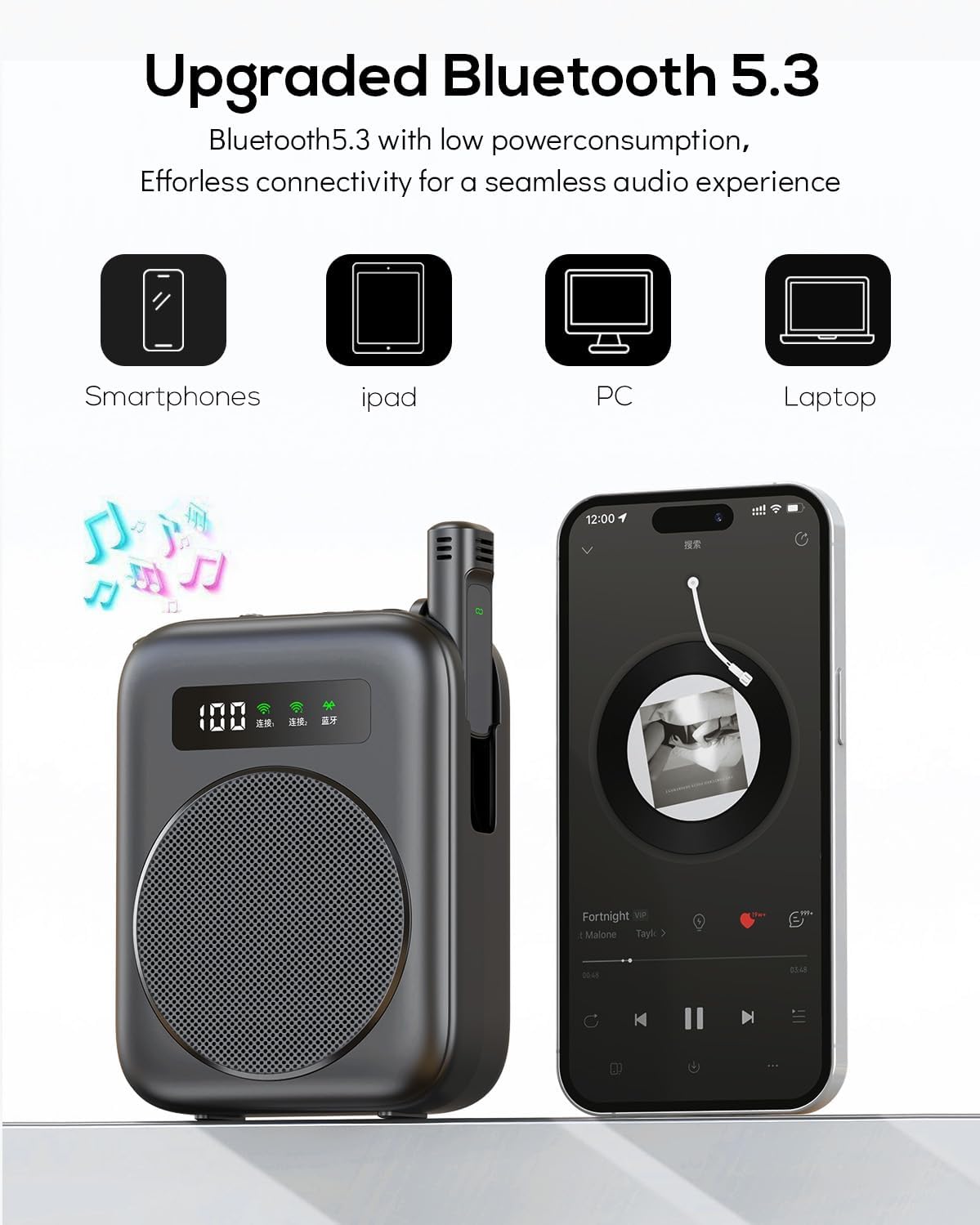 2025 New Upgraded Voice Amplifier Wireless Microphone, Portable Voice Amplifier with Clip on Microphone, Magnetic Lavalier, Teacher Microphone for Classroom, Speech - Image 2