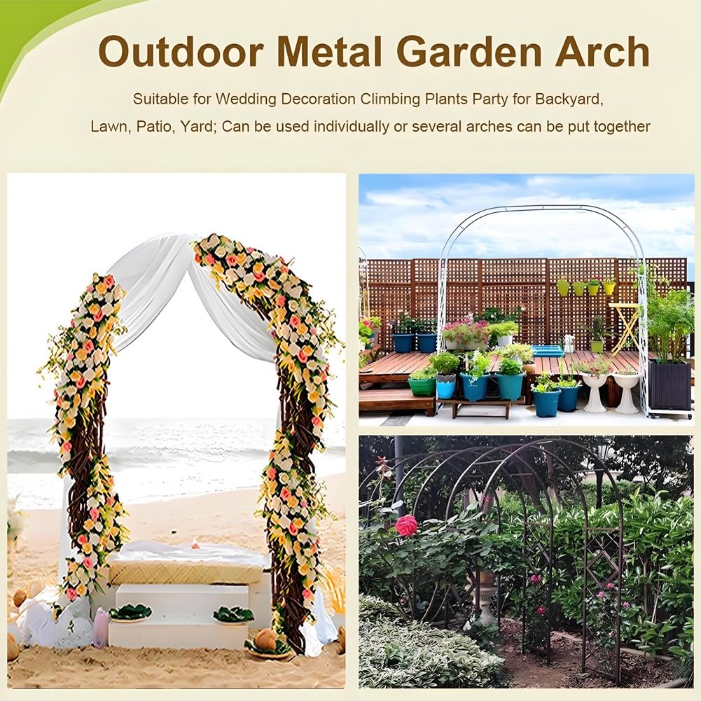 Treillis autoportant en métal robuste pour plantes grimpantes, pergola de jardin extérieur avec cadre en acier robuste pour roses, lierre, vignes, patio, cour, fête de mariage