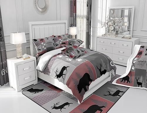 Miniatura 6 de Manfei Sábana bajera ajustable de aventura, tamaño matrimonial, funda de cama de retazos con 2 fundas de almohada, juego de ropa de cama rústica de