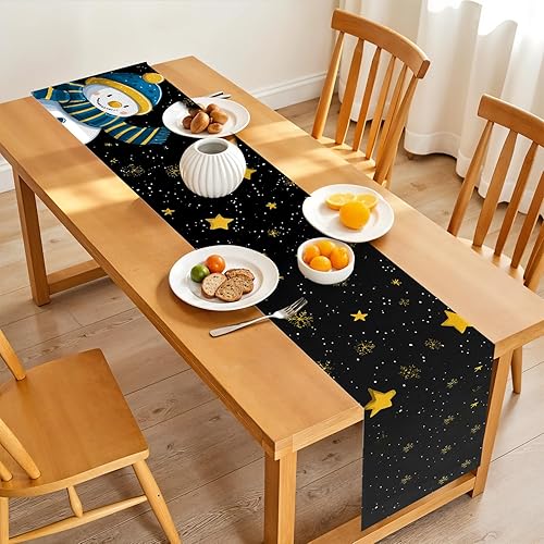 Miniatura 53 de Juego de manteles individuales y camino de mesa de muñeco de nieve y árbol de Navidad, 7 piezas (1 camino de mesa + 6 manteles individuales), diseño