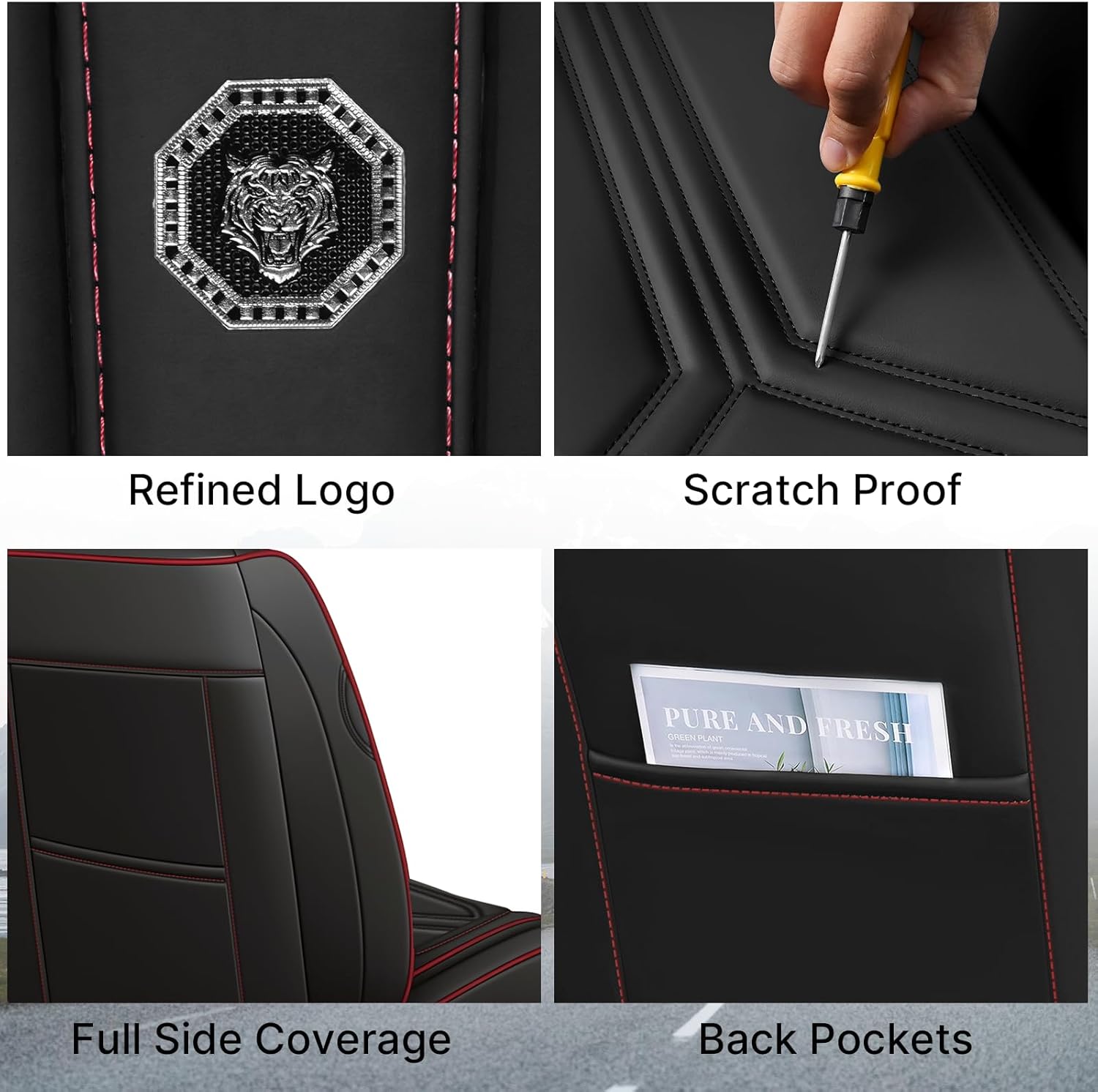 Car Seat Cover Full Set for KIA NIRO 2017-2025,Faux Leather Seat Cover for Car,Breathable Vehicle Cushions Cover Waterproof Automotive Seat Covers with Headrests(5 seat,Black)