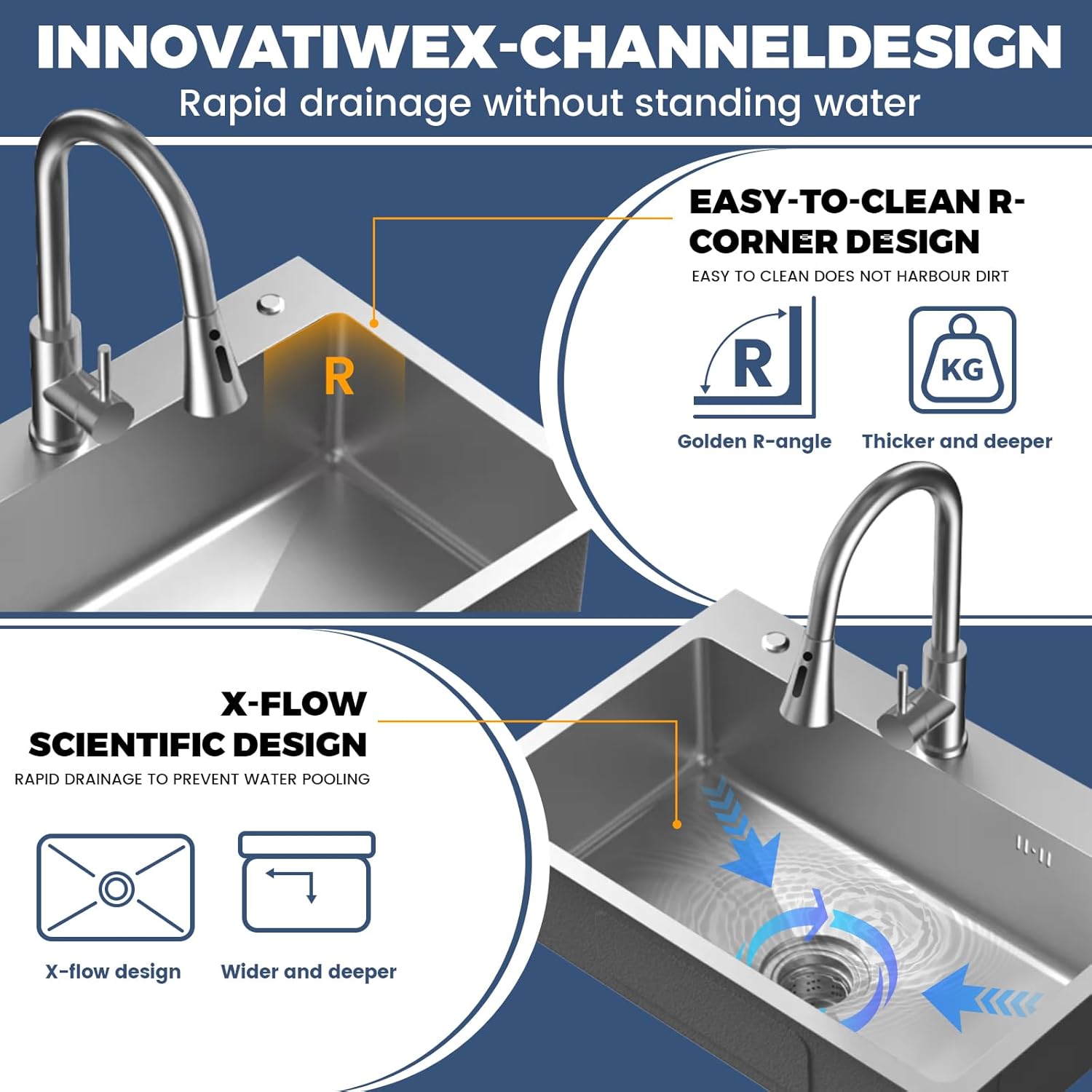 Portable Freestanding Stainless Steel Laundry Utility Sink with Cold and Hot Water with Cabinet Faucet Outdoor Kitchen Black Utility Sink