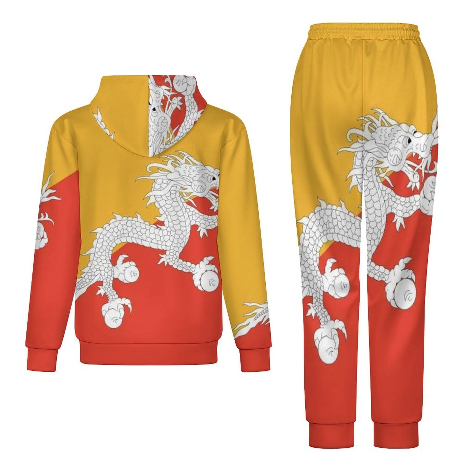 Tuta Da Donna Set Completo Da Salotto Set Da 2 Pezzi Tute Da Uomo Bandiera Della Repubblica Del Bhutan Manica Lunga Abbigliamento Sportivo Unisex Moda Casual Tuta Autunnale