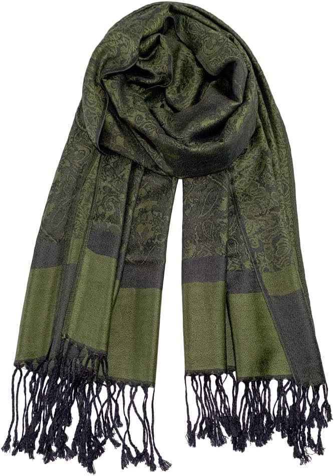 Pashmina Shawls and Wraps w/Fringe Two Tone Vintage Jacquard Paisley Rave Scarf for Weddings Festival