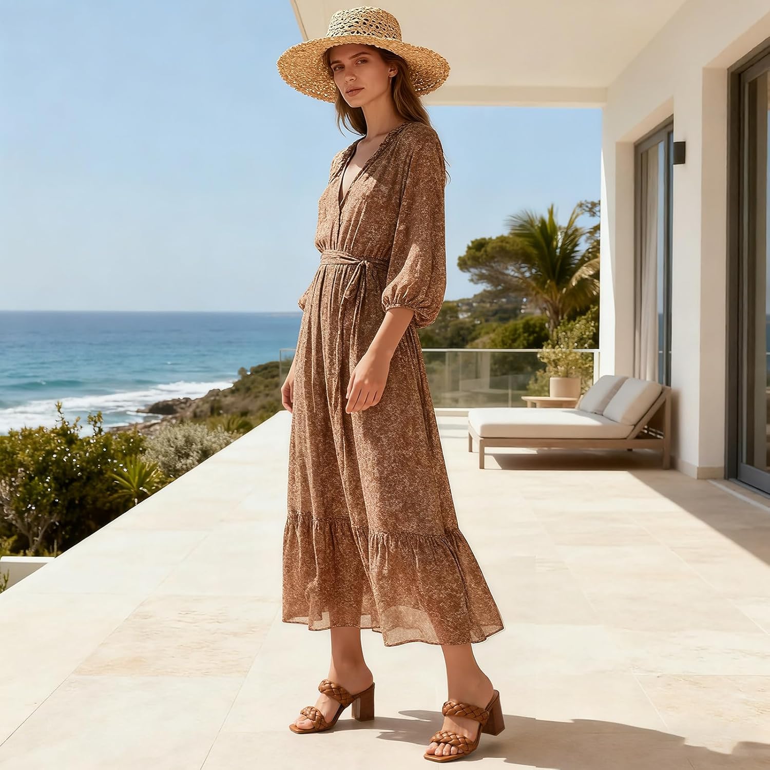 Athlefit Women's Braided Heeled Sandals Summer Square Open Toe Chunky Block Heels - Image 6