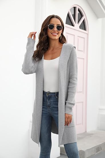 YOURS - Maxi vest met knopen en capuchon in grijs | Yours Clothing