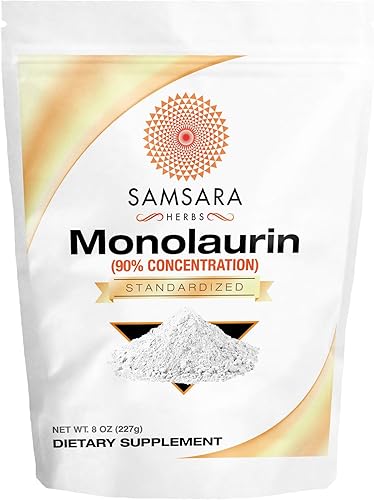 Samsara Herbs Extracto de monolaurina en polvo (8 oz227 g) para un apoyo inmunológico más fuerte, extracto de coco en polvo, igual a 380 x 600 mg