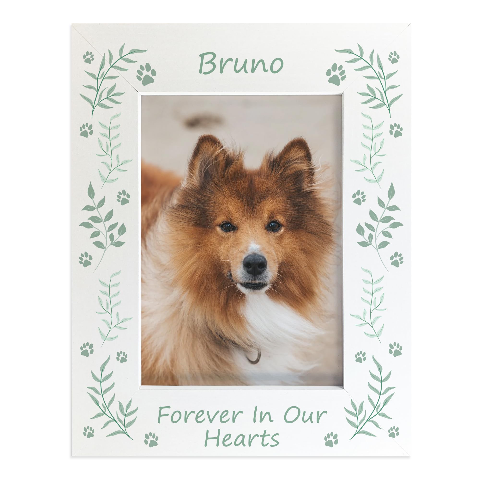 RED OCEAN Personalised Dog Memorial Photo Frame 7x5, Forever In Our Hearts Pet Memorial Frame with Name, Paw Print Dog Remembrance Gift, Pet Loss Sympathy Photo Frame