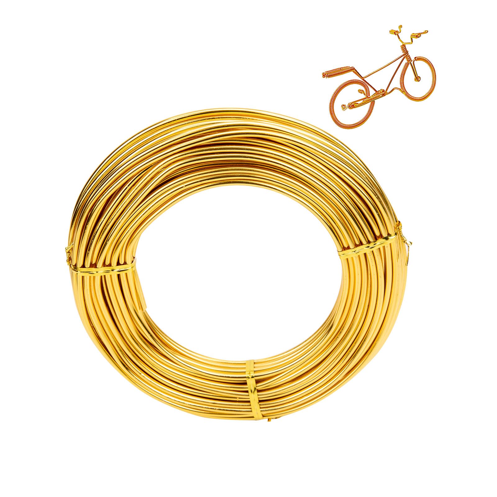 2mm x 20m aluminum craft wire,crafting bendable metal modelling flexible wire weaving,anodized aluminum wire for hobby craft,sculpting,jewelry making,skeleton,floral making-gold