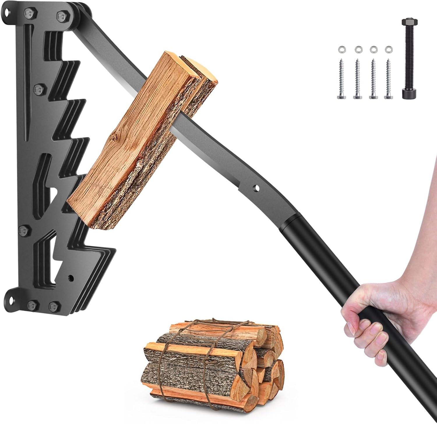 Wall Mounted Firewood Splitter with Locking Bolt, Metal Manual Fire Wood Kindling Splitter for Soft Wood, Portable Log Splitter for Indoor and Outdor Use