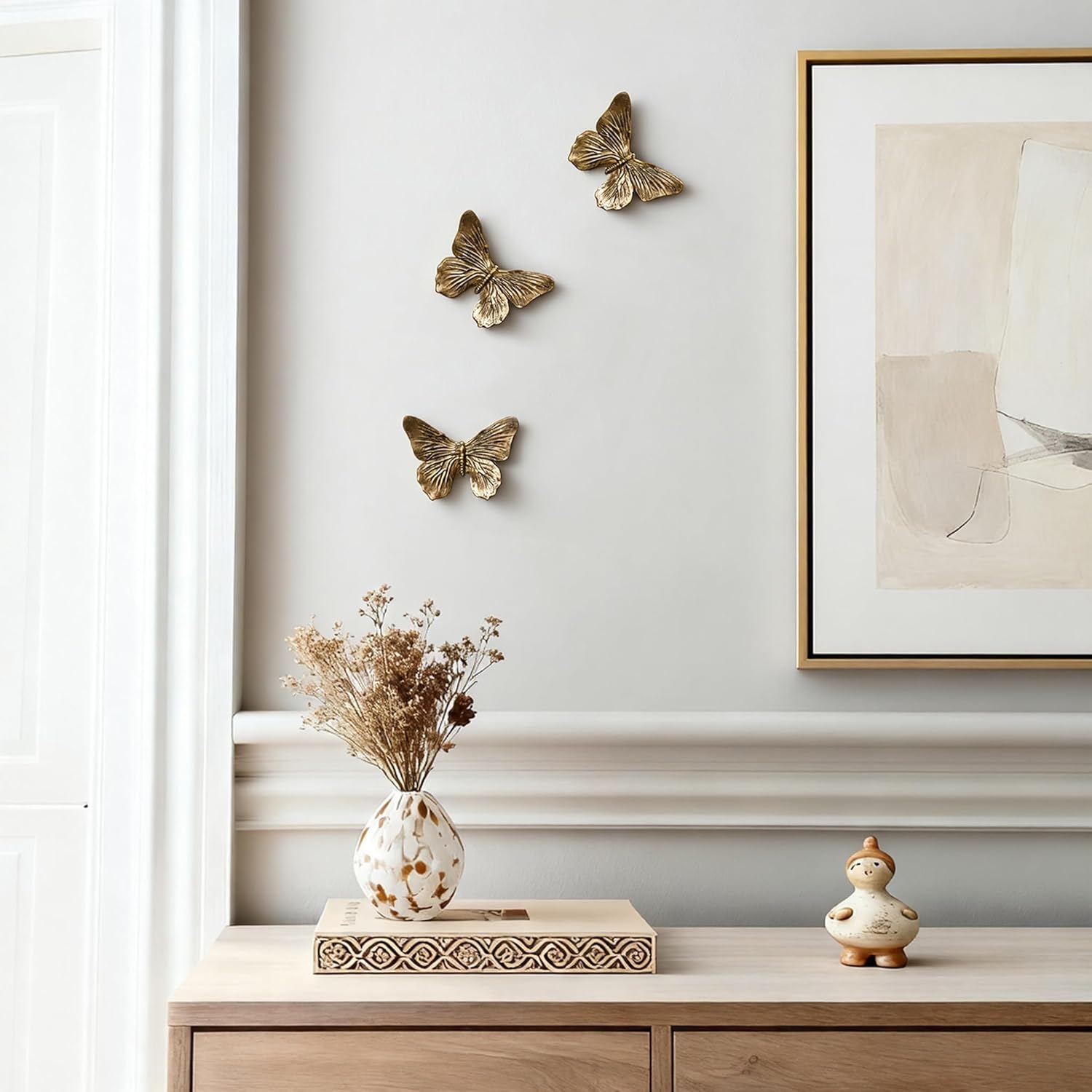 GUSFREUD 3D Butterfly Wall Decor Set – Resin Wall Decorations for Living Room, Bedroom and Gallery Walls - Antique Copper - Set of 3