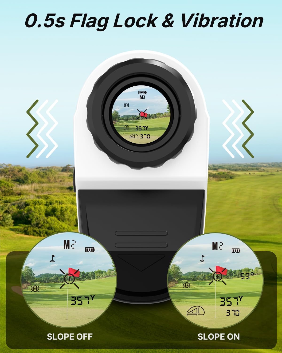 WOSPORTS Télémètre de golf avec pente – Télémètre laser de 1 200 m avec sangle magnétique, mât de drapeau verrouillable par vibration
