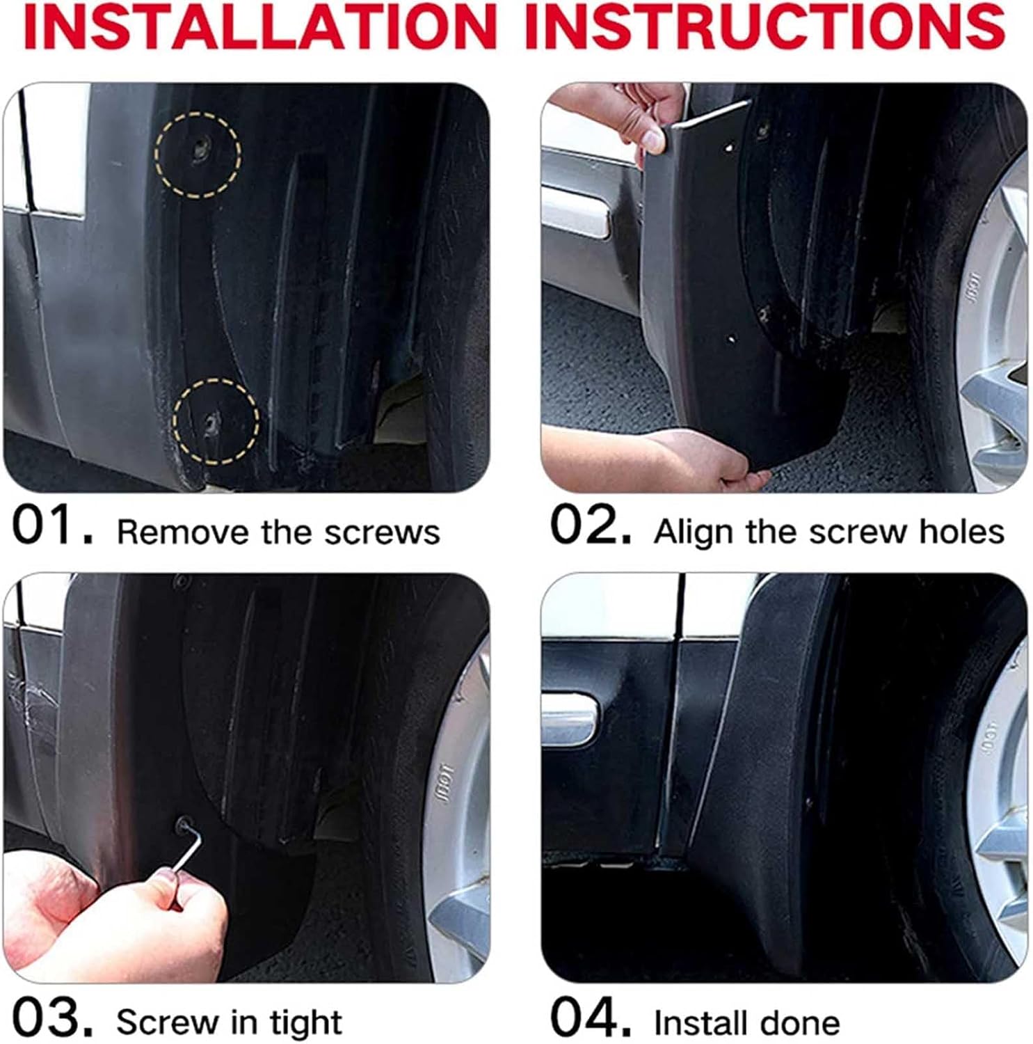 4 Pcs Car Mud Flaps Splash Guards for Dongfeng Fengguang Glory 500 2022, Front Rear Wheel Protection Fender Accessories No Need to Drill Holes