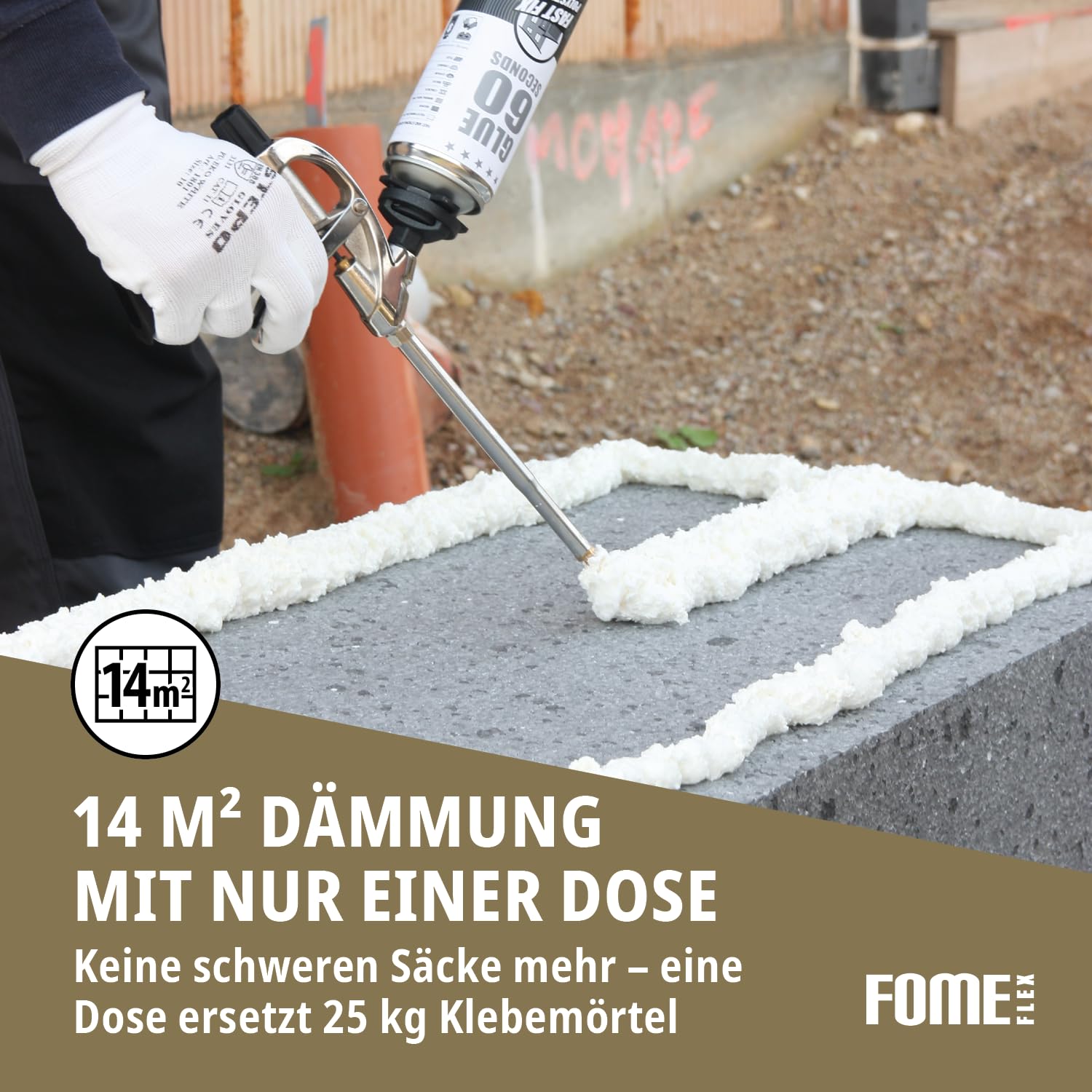 B2 Dämmstoffkleber für EPS- & XPS-Platten – 60-Sekunden-Perimeterkleber [12 x 850 ml] Schnellster Klebeschaum mit 18 kg/cm² Zugwiderstand ohne zusätzliche Ausdehnung – Dämmschaum für Profis