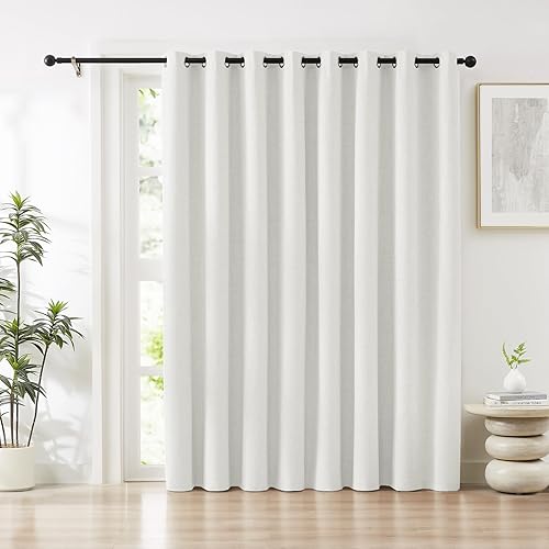 Miniatura 28 de Melodieux - Cortinas de lino 100% opacas azul cielo, 108 pulgadas de largo para sala de estar, dormitorio, cortinas de lino con aislamiento térmico