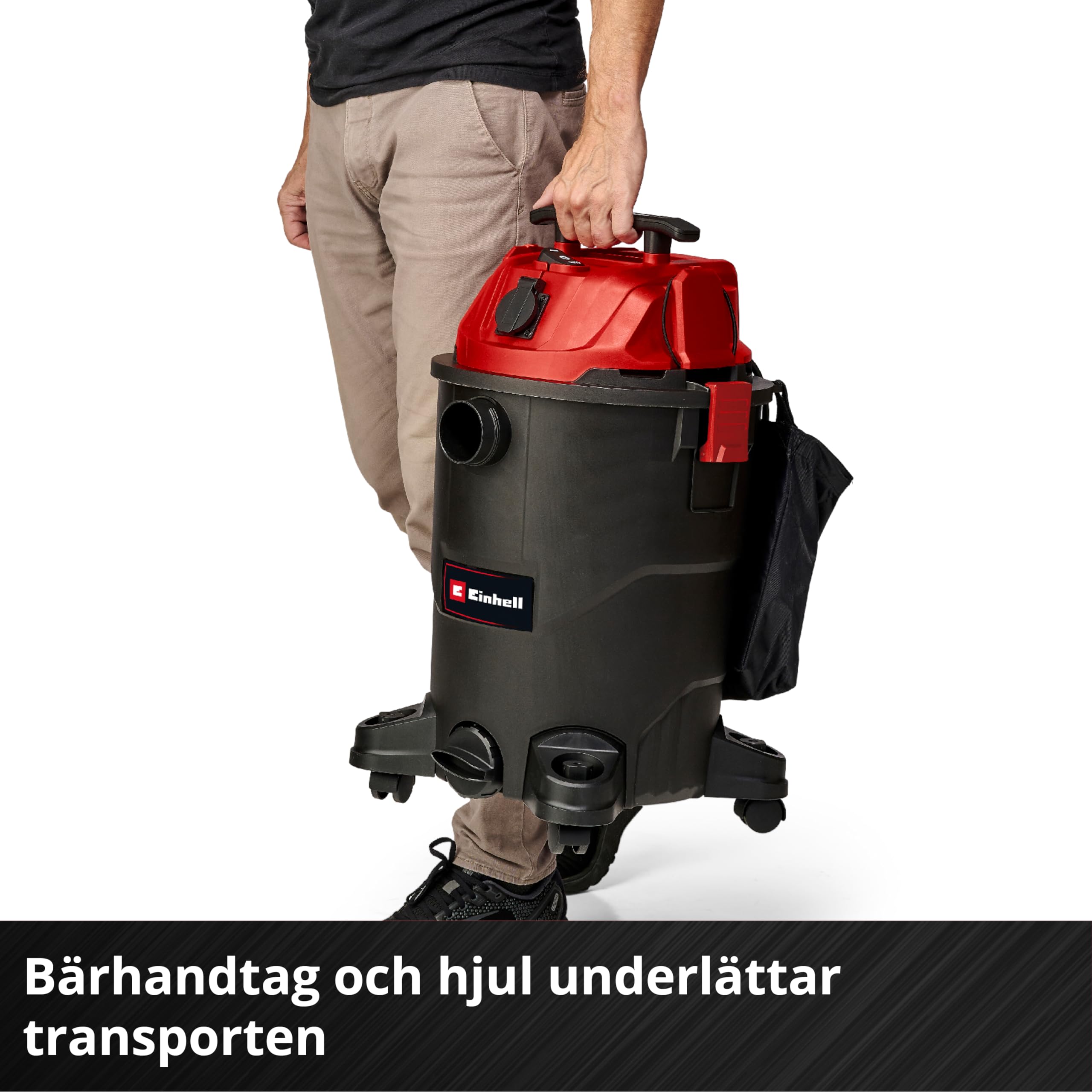 Einhell Odkurzacz TC-VC 1930 A (1500 W, moc ssania 190 mbar, automatyczne gniazdko, pojemnik na ścinki 30 l, uchwyt do noszenia, w zestawie dysze, filtr i worek na brud)