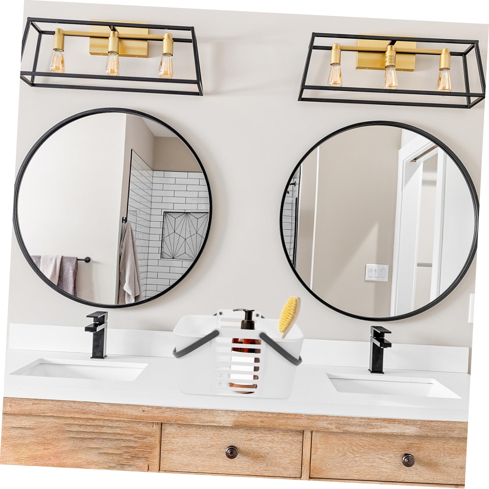 Cesta de Ducha Portátil de Color Blanco Pp 2 Piezas Gran Capacidad | Diseño Ventilado y Drenante, Resistente al Desgaste y Rotura, para Dormitorio y Hogar