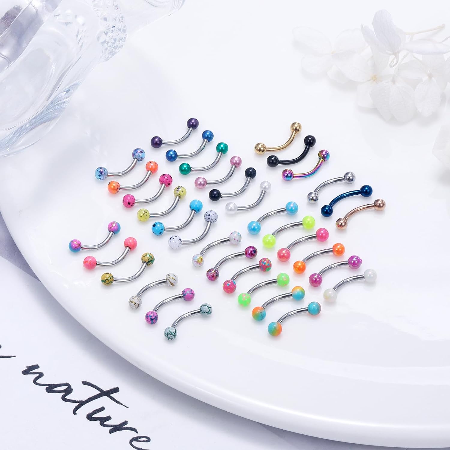 Vsnnsns Eyebrow Piercing Jewelry 16G Stainless Surgical Steel Curved Barbell Eyebrow Ring Vertical Labret Lip Jewelry Rook Daith Earrings Piercing Jewelry for Women Men 6mm 8mm 10mm 16 Gauge