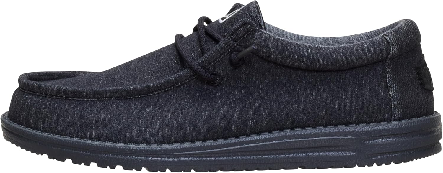 HEYDUDE Wally Stretch Jersey Wide Black Size 13, Men's Shoes, Slip on Loafers, Comfortable & Light-Weight