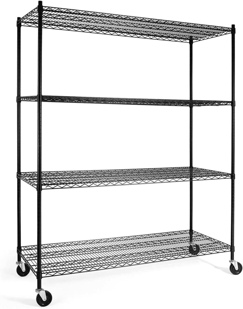CAPHAUS 4-Tier Commercial Grade Heavy Duty Adjustable Height Wire Shelving w/Wheels & Leveling Feet, Storage Metal Steel Shelf, Garage Shelving Storage, Utility Wire Rack Storage Shelving Unit, 60”W