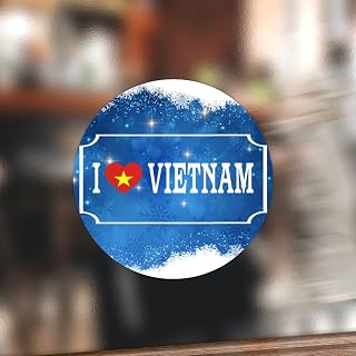 Vietnam Stickers Vietnam I Love Vinyl Round Label National Flag Round Stickers for Small Business Packages Wedding Birthday Party 3inch 100PCS Round Car Sticker with Flag