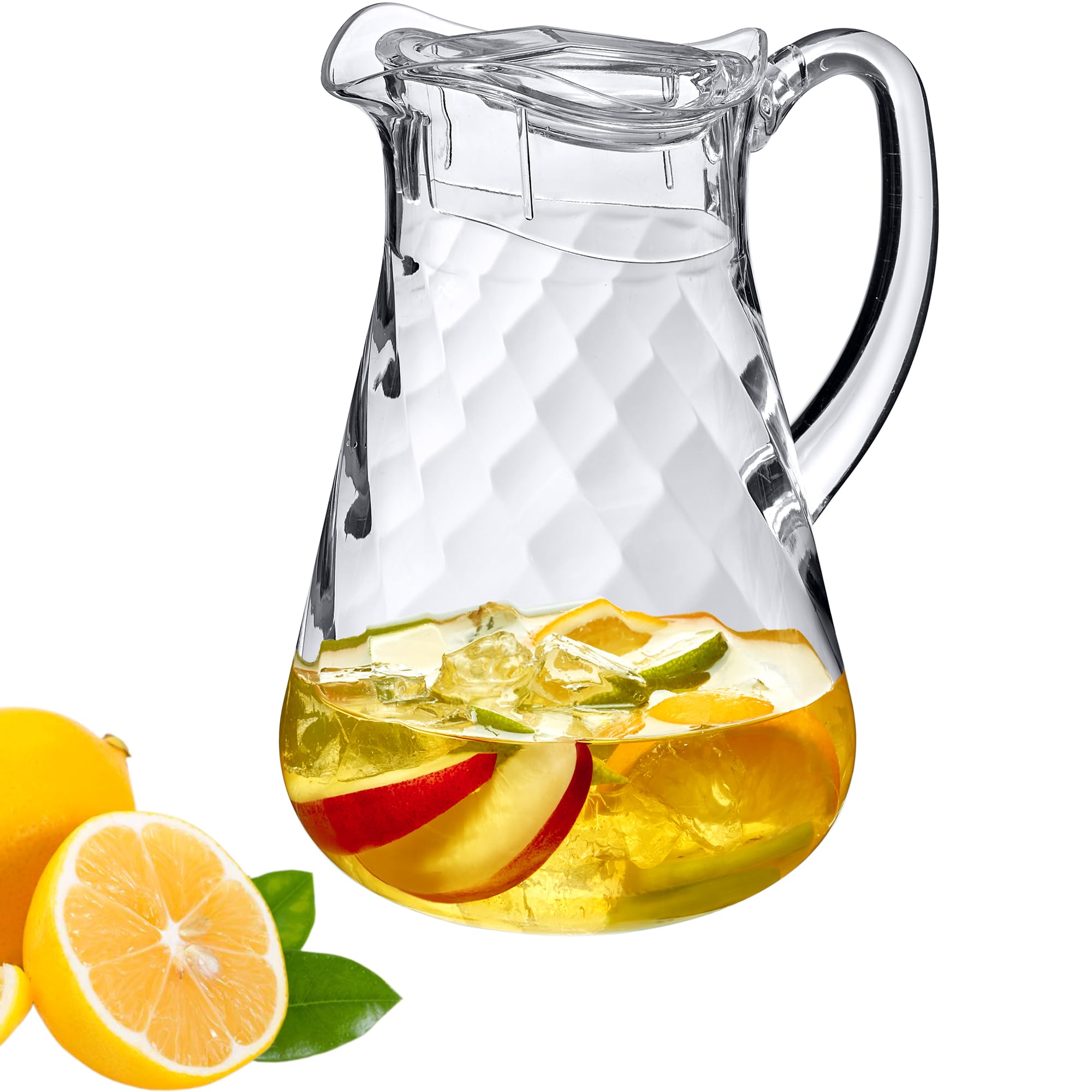 Amazing Abby - Droply Whirly - Plastic Pitcher (64 oz, 2 Quart), Clear Water Pitcher with Lid, Fridge Jug, BPA-Free, Shatter-Proof, Great for Iced Tea, Sangria, Lemonade, Juice, Milk, and More