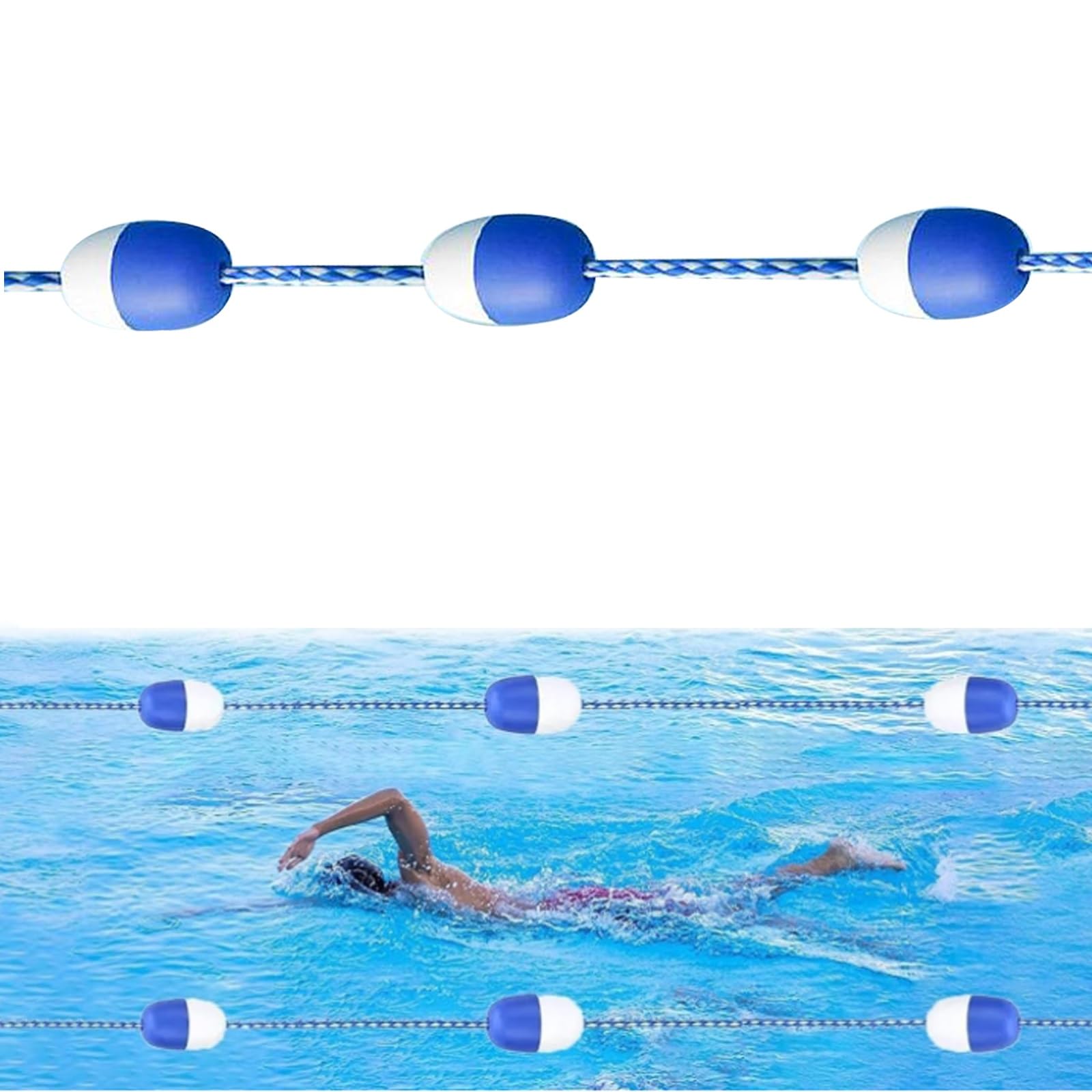 Corde de séparation de couloir de piscine flotteur sécurité bleu blanc 8m