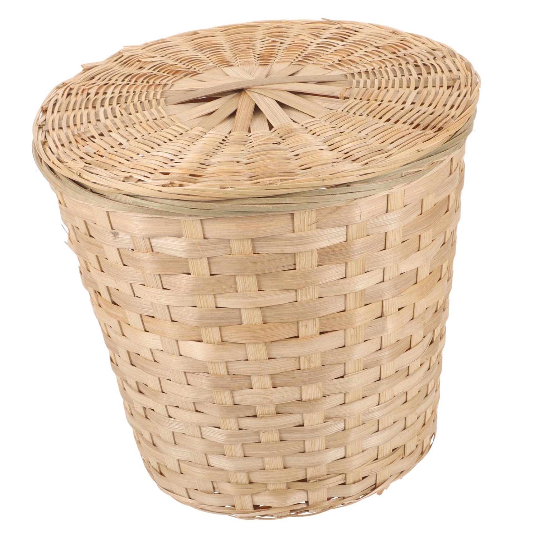 Cesta de almacenamiento de bambú tejida BESTYASH: artesanía mediana de 25 cm con tapa