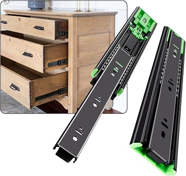 Drawer Slides Full Extension12 inch Ball Bearing Drawer Rails Side Mount Soft Close Drawer Heavy Duty Runner 3 fold Drawers Slides for Cabinet Kitchen 100lb Capacity 1 Pair