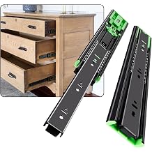 22 inch Drawer Slides Full Extension Ball Bearing Drawer Rails Soft Close Side Mount Drawer Heavy Duty Runner 3 fold Drawers Slides for Cabinet Kitchen 100lb Capacity 1 Pair