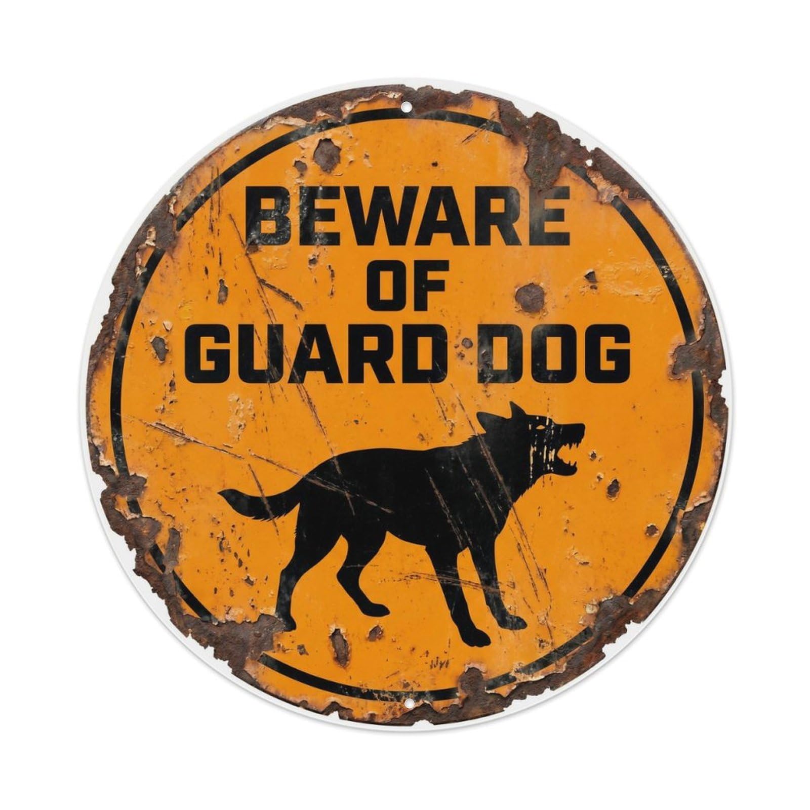 Vintage Funny Beware of Guard Dog Warning Metal Tin Sign