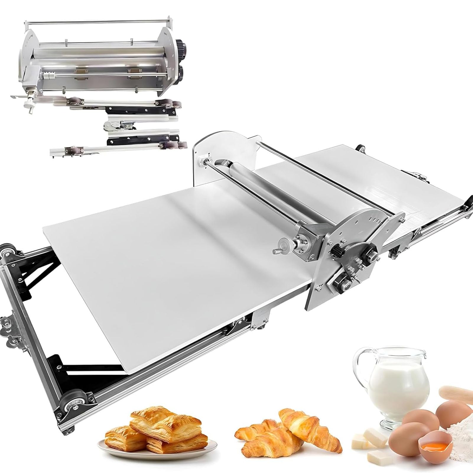 Sfogliatrice Pasticceria Elettrico Con Tavola Grande, Macchina Per Pasta Sfoglia, Spessore Regolabile, Laminatrice Per Pasta Per Panetteria, Pizza E Croissant