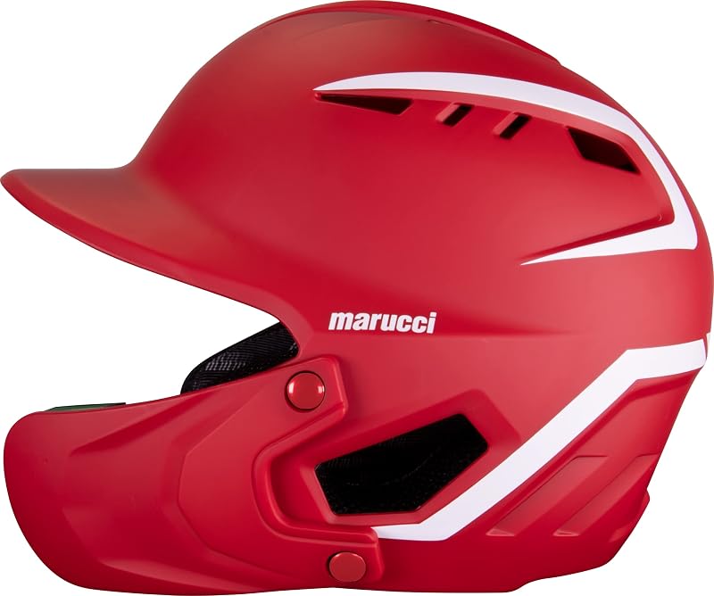 Marucci DuraVent Batting Helmet, NOCSAE Verified Baseball Helmet with Reversible Jaw Guard & Ventilation, Youth and Senior Sizes