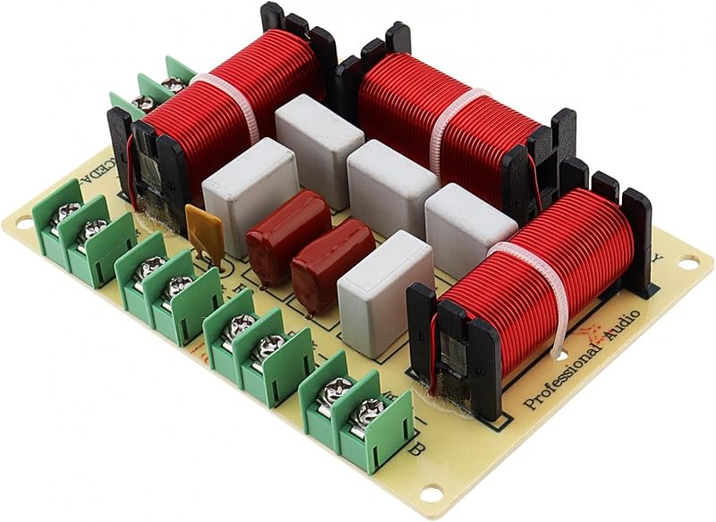 4 Way Crossover for Speaker, 120W 4-8 Ohm 4 Way High & Midrange with Dual Low-Frequency Divider, HiFi Solderless Audio Speaker Upgrade for Home Stereo