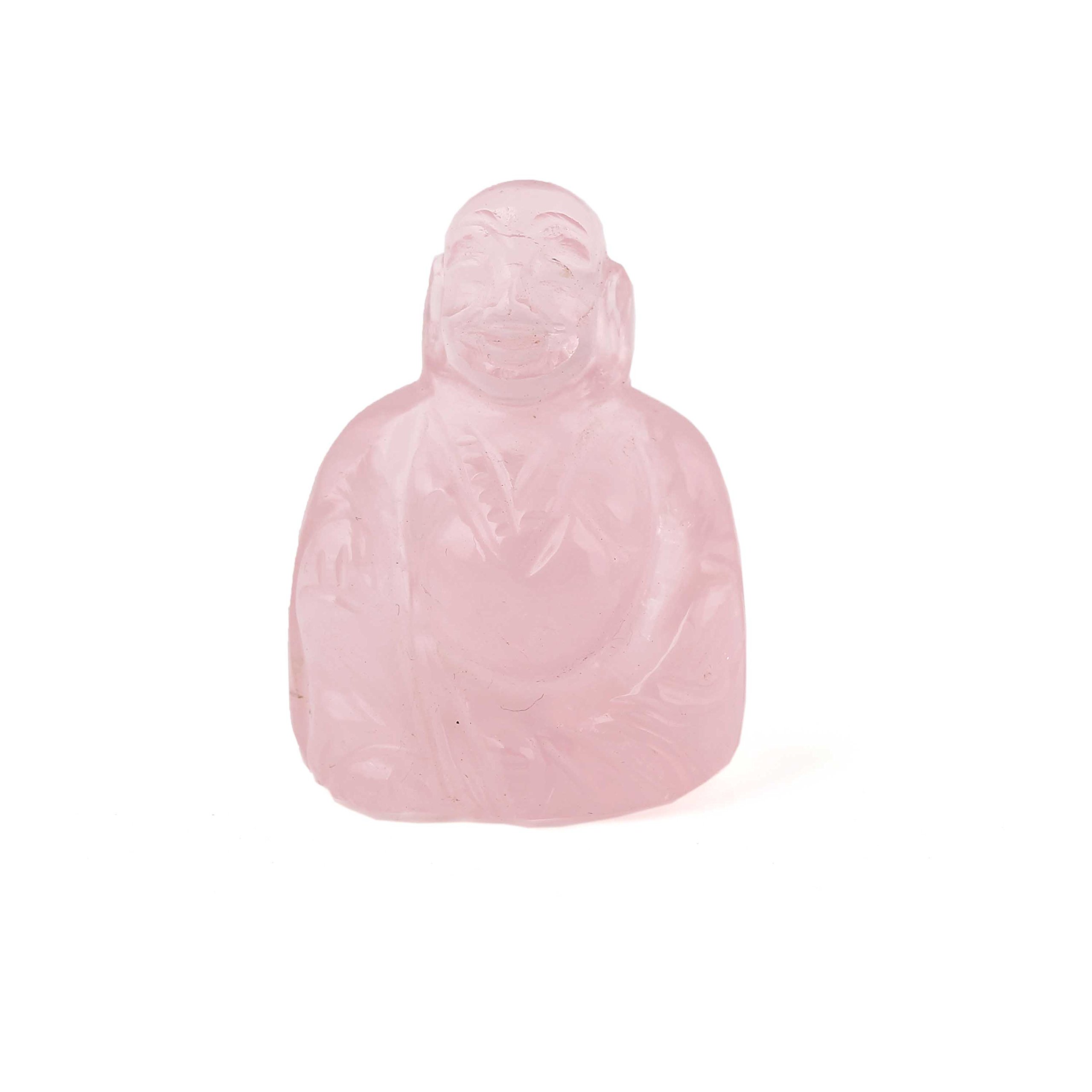 Bouddha riant quartz rose naturel pour la création de vos colliers et bracelets bien-être