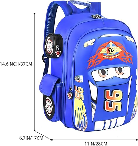 Miniatura 2 de Nzahdwu Mochila de coche Caroon para niños, mochila impermeable para niños, lindas mochilas para niños y niñas, Azul