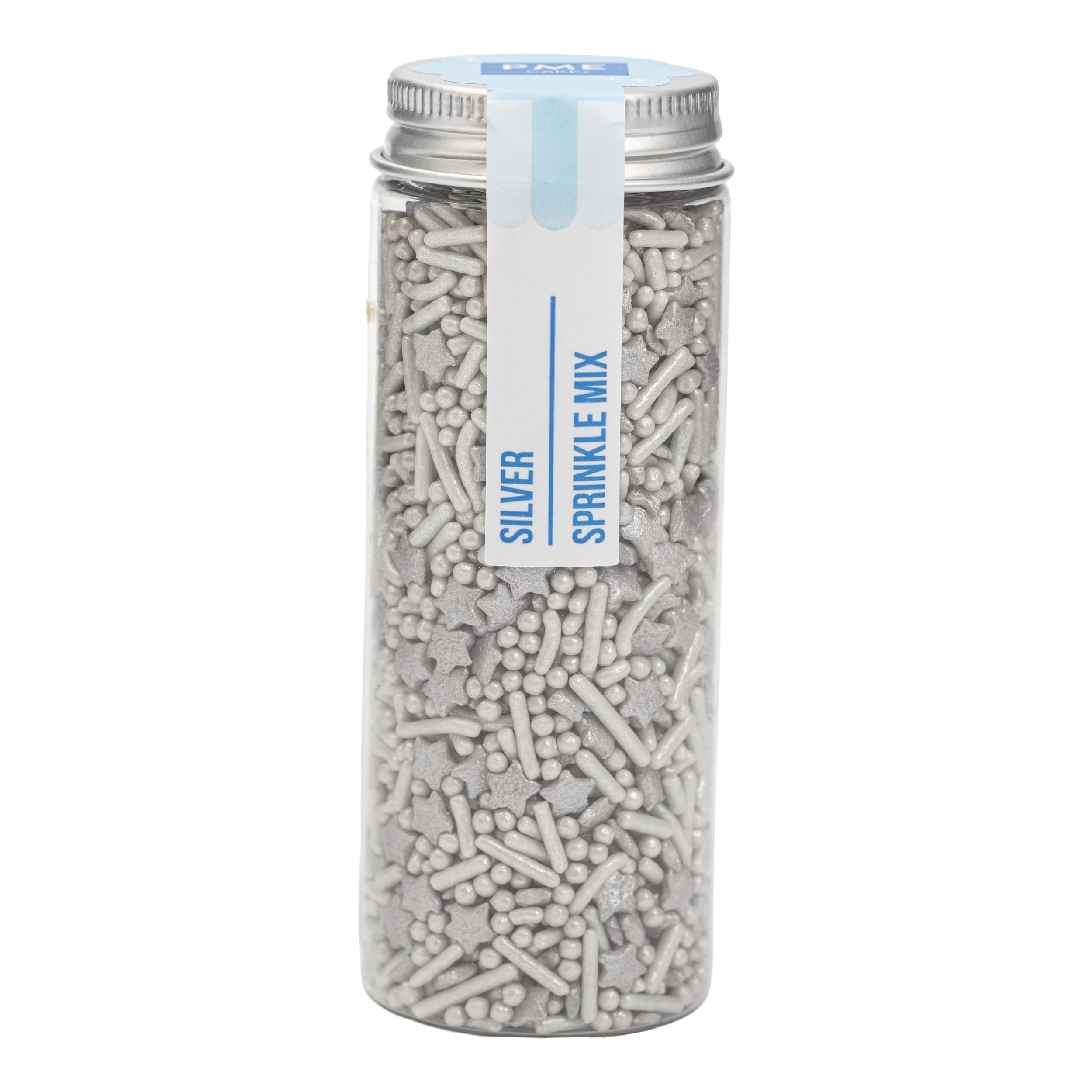 PME Cake Sprinkle Mix - Silver (76g / 2.68oz) | Edible Silver Sprinkle Mix for Cupcakes & Celebration Cakes